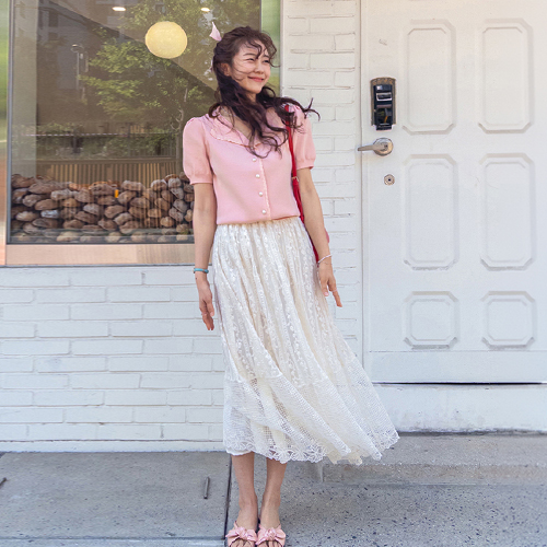 Cien Lovely Mood Pearl Race Short Sleeve Cardigan [size:F(55~66)]
