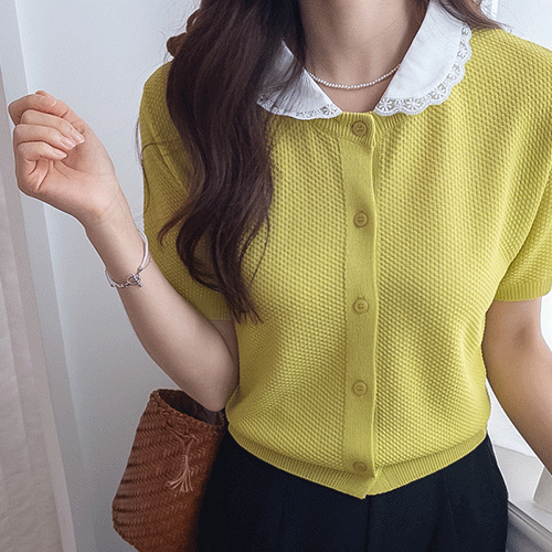 [Detachable Kara] Rona Race Kara Waffle Weave Short Sleeve Summer Cardigan [size:F(55~66)]