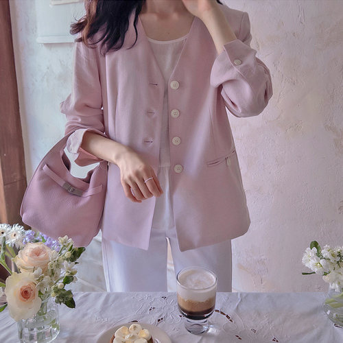 [New Arrival Special 15% Off] <FONT color=#5a3954>MADE LIN</font> Superia Premium Linen Chic Jacket [size:F(55~66),L(77)]