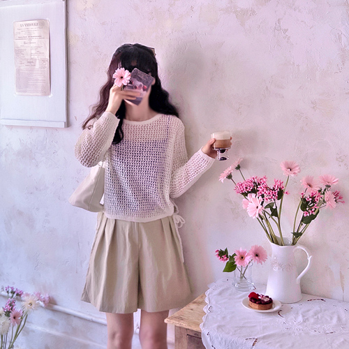 Lunchbell Summer Mesh Lovely Side Ribbon Knit [size:F(55~66)]