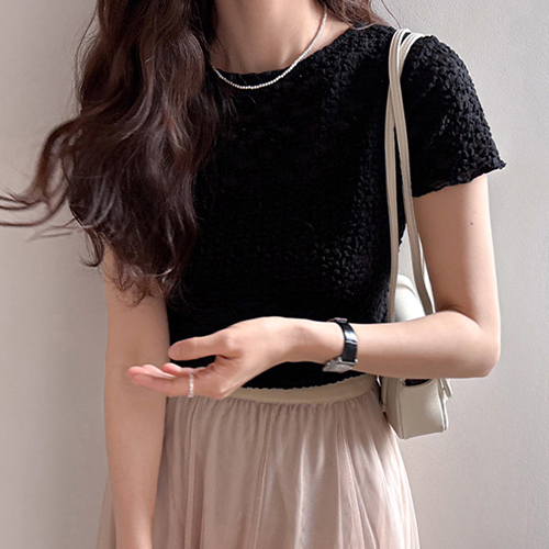 Daisy Romantic Embossed Lace T-shirt [size:F(55~66)]
