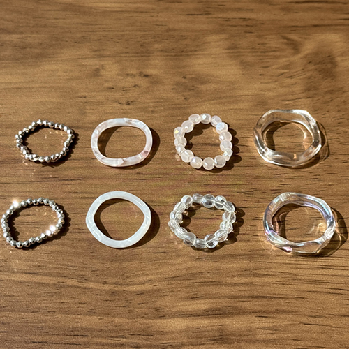 Pear and Freesia Layered Ring Set