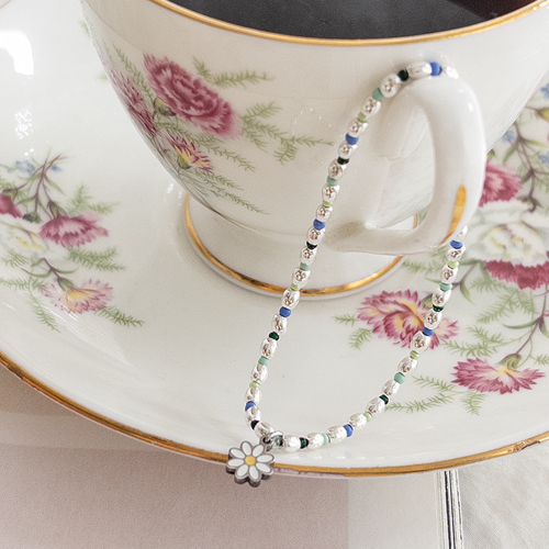 Ocean Blue Sunflower Beads Bracelet