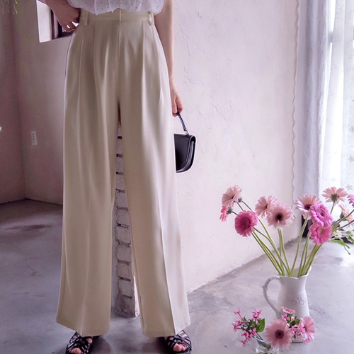 Canivel Two-Pin Tuck Summer Cooling Flowy Fit Pants [size:S,M,L (Long/Short Length)]