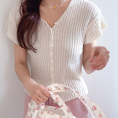 [Slim Fit] Linis Ribbed Short-sleeve Summer Cardigan [size:F(55~66)]