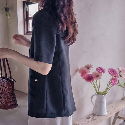 [New Arrival Special 15% Off] <FONT color=#5a3954>MADE LIN</font> ANDLUX Delicate Loose Fit Summer Cool Short Sleeve Jacket [size: F(55~66), L(77)]