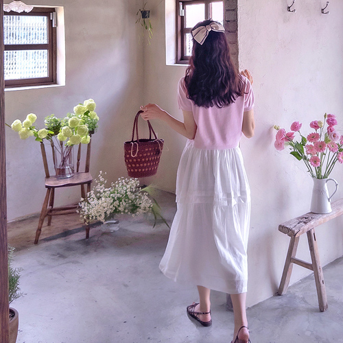 Rosebella Subtle Pattern Summer Button Elegant Fit One Piece [size:F(55~66)]