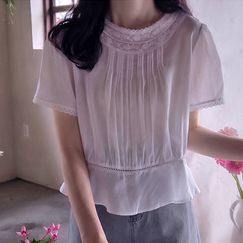 Nestia Cool Tencel European-Style Necklace Blouse [size:F(55~66)]
