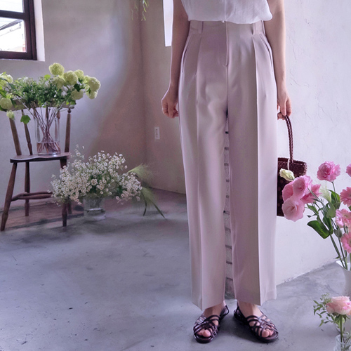 [Brand Quality 27% Limited Quantity Discount] <FONT color=#5a3954>MADE LIN</font> ANGE CRA Pintuck Smooth Slim Fit Pants [size:S,M,L]