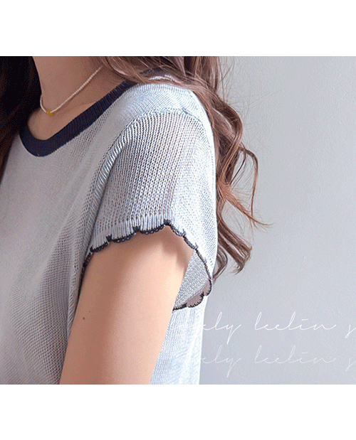 [Lightweight/Cooler when worn] Plain Color Combination Free Sleeve Summer Short Sleeve Knit [size:F(55~66)]