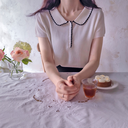 Summer Jane Wavy Color Block Lovely Collar Cool Knit [size:F(55~66)]