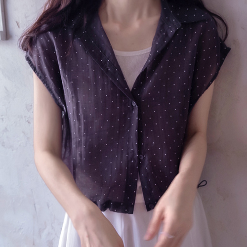 Summer Have Sleeveless Set Flowy Cool Dot Blouse [size:F(55~66)]