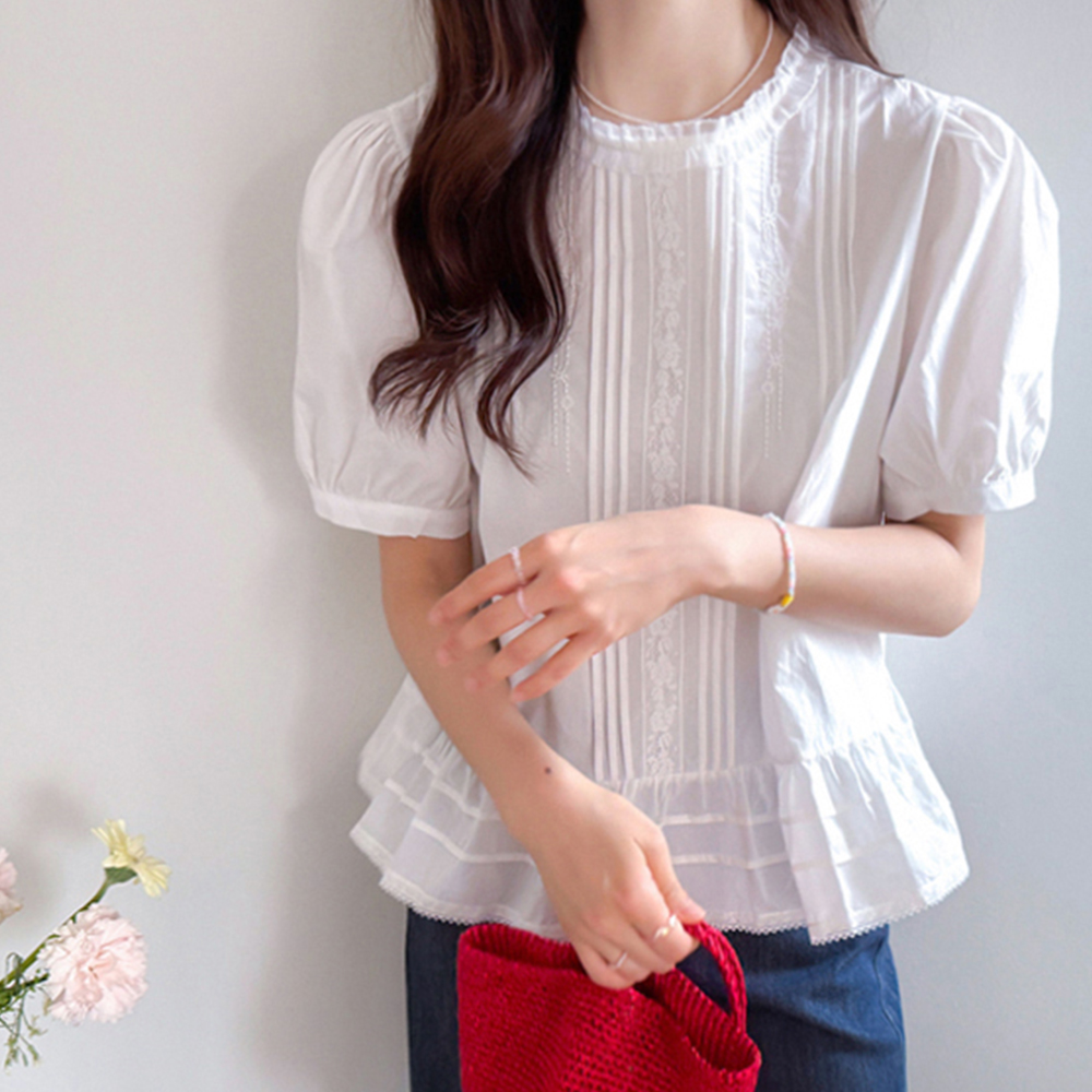 Reinan Lovely Vertical Pintuck Freel Blouse [size:F(55~66)]