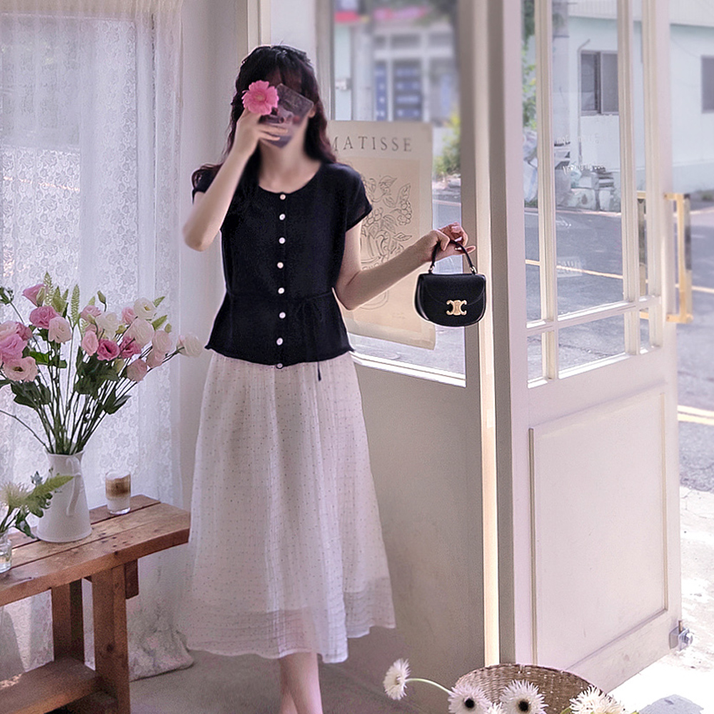 [New Arrival Special 15% Off] <FONT color=#5a3954>MADE LIN</font> Roydot Fluttery Delicate Fit Wrinkle-Free Cool Waist Skirt [size:S,M,L]