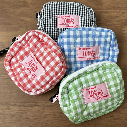 French Girl Gingham Check Mini Pouch