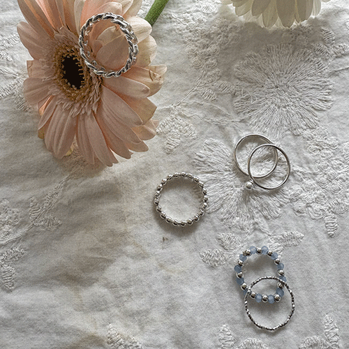 Aqua Kiss Layered Ring Set