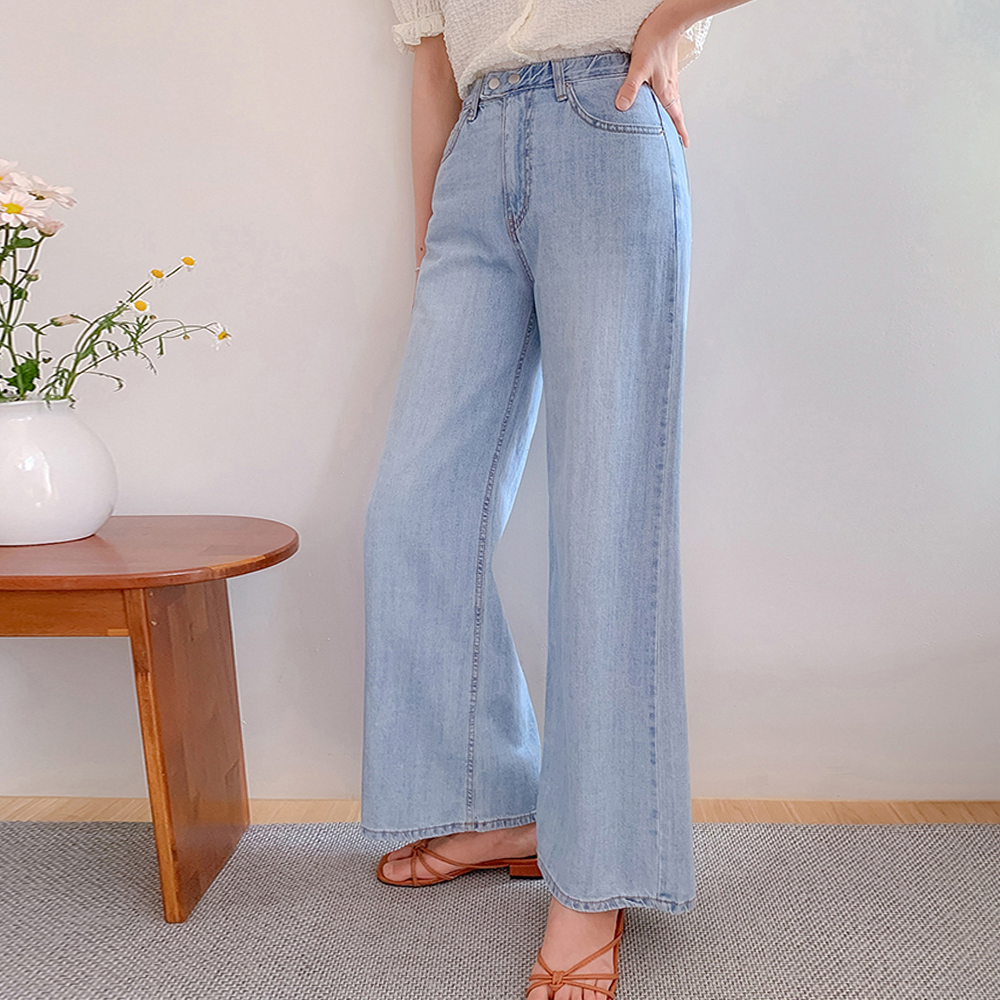 Joyan Flowy Two-Button Denim Pants for Midsummer [size:S,M,L]