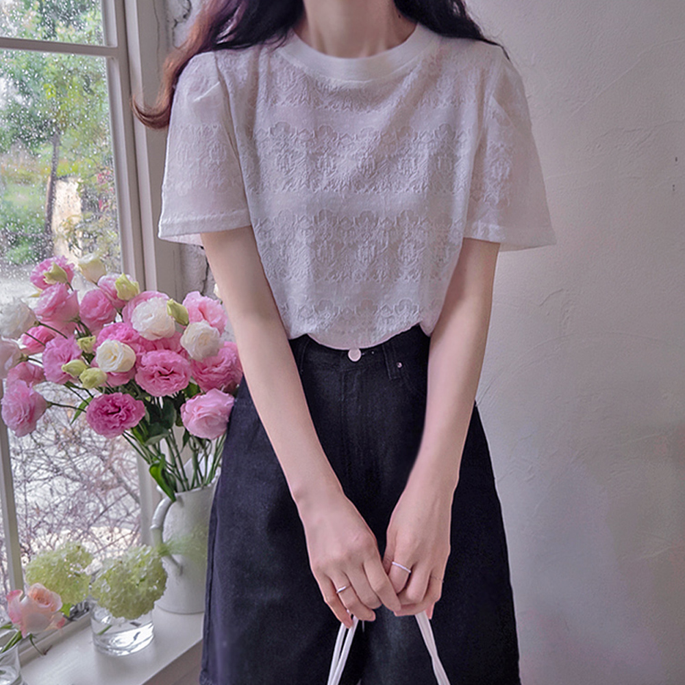 Summer Sweet Tee Lace Weave Cool Delicate Fit Tee [size:F(55~66)]