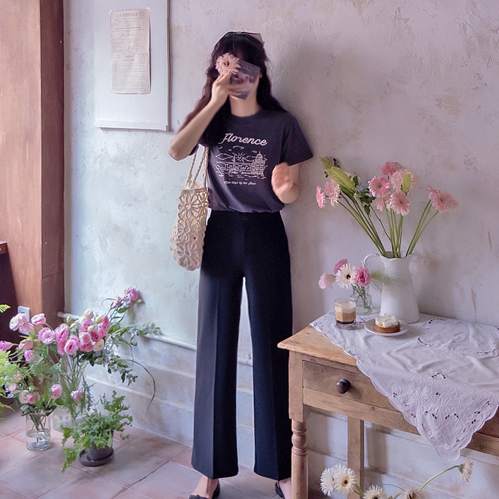 Summer River Lettering Soft Spandex Modal Tee [size:F(55~66)]