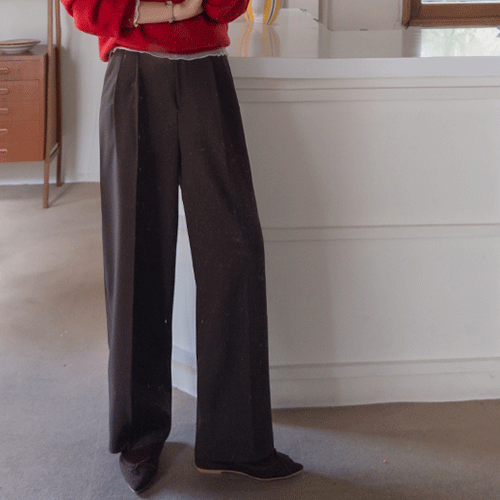 <FONT color=#5a3954>MADE LIN</font> Risbin Flowy Wrinkle-Free Slacks Pants <FONT color=#d8a4a4>[Scratch Sale]</font>