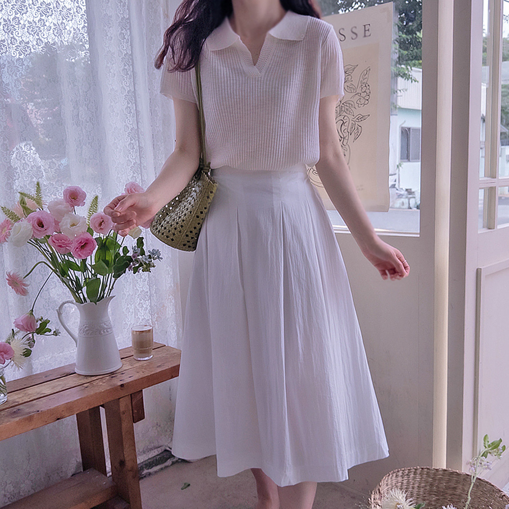 Paul Jenny Moist & Rustling Pleated Cool Band Skirt [size: F(55), L(66~77)]