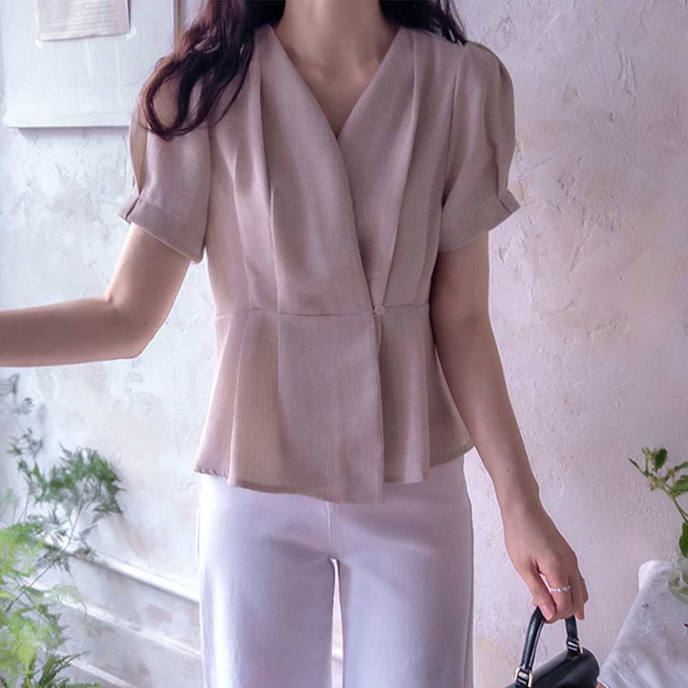 Chocolat Flexible Lightweight Delicate Pintuck Summer Tie Blouse Jacket [size:F(55~66)]