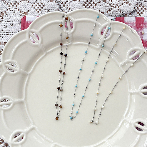 Turquoise Brown Beads Chain Necklace