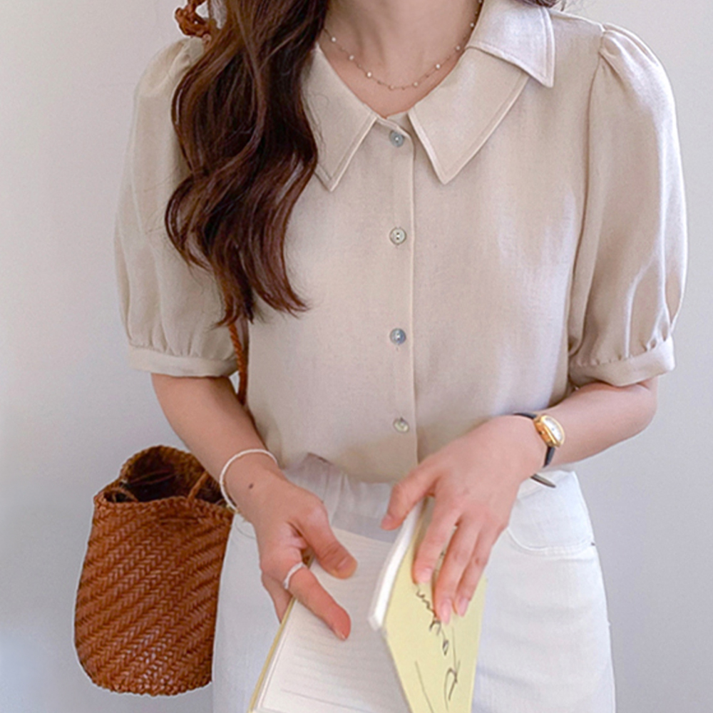 [Luxury/Decreased Temperature] Moen Double Collar Puff Summer Blouse [size:F(55~66)]