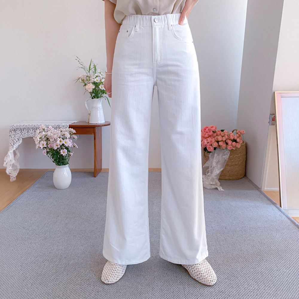 [Body Shaping Fit/Hidden Elastic Waist] Bria Summer Semi-Wide Pants [Size: S, M, L]
