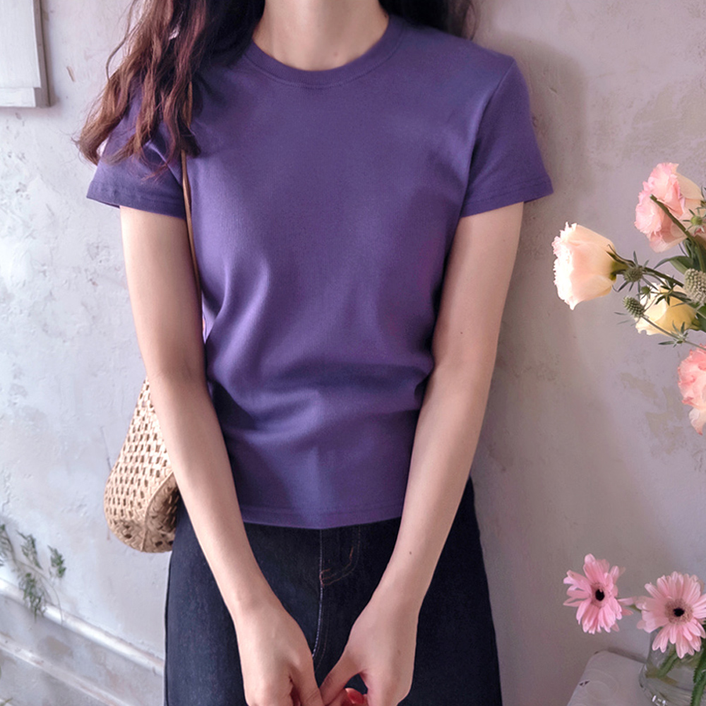 J. Summer Fine Ribbed Soft Span Slim Fit Tee [size: F (55~66)]