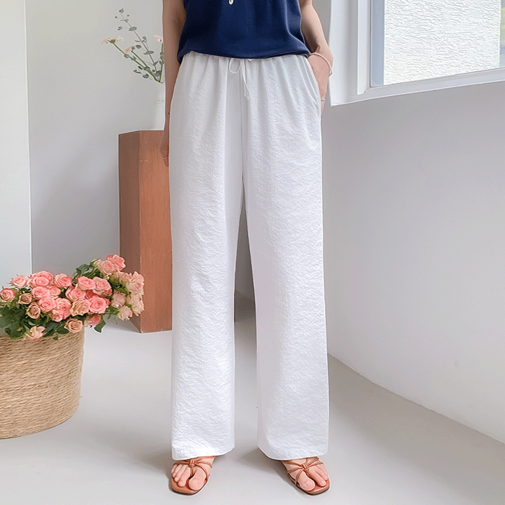 [New Arrival Special 4,000 KRW Discount] MADE LIN Averow Cool Seersucker Comfortable Banding Pants [size: F (55~66.5)] [Short/Long Length]