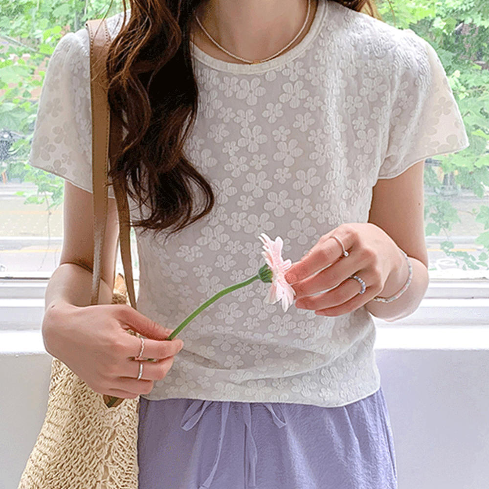 Melo Eun Eun Flower Span T-shirt [size:F(55~66)]