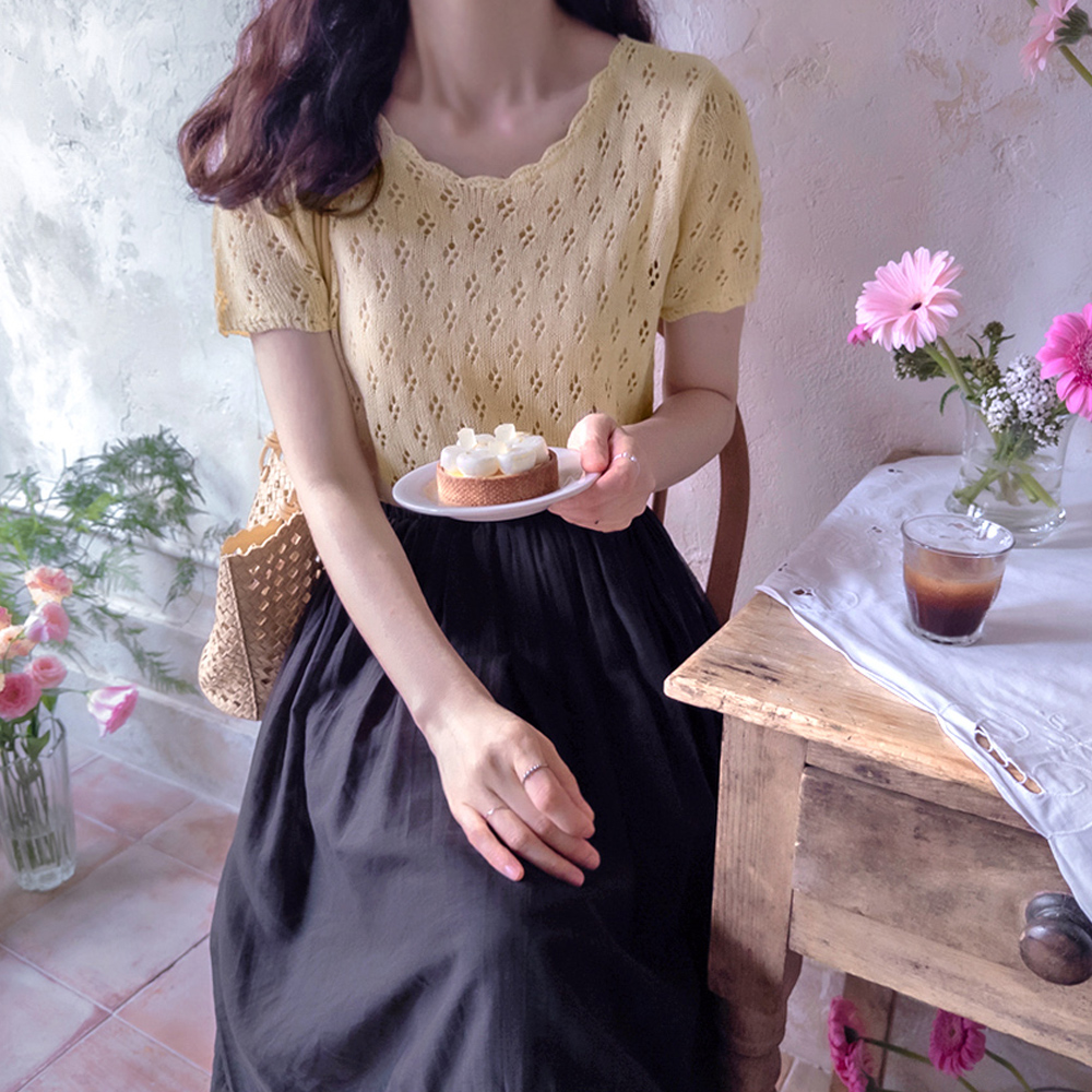 Honey Summer Lovely Wavy Neck Curly Cool Knit [[size:F(55~66)]