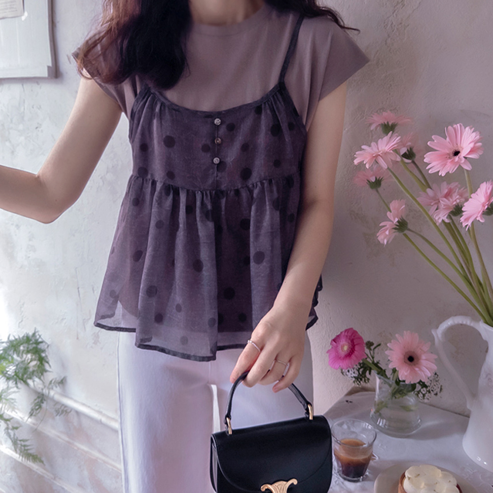 Dikeson Lovely Summer Dot Top and Tea Set [size:F(55~66)] 