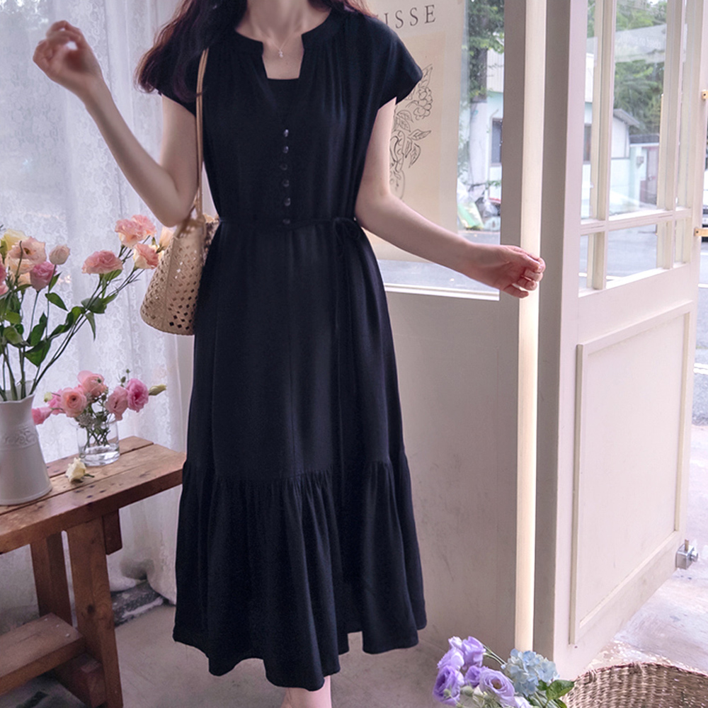 Difera Summer Shirring Strap Set Elegant Fit One Piece [size:F(55~66)]