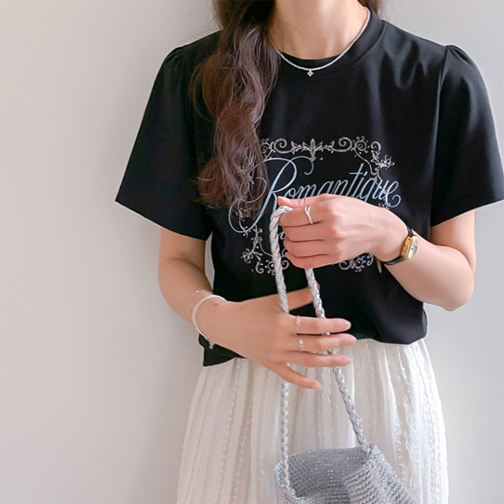 French Embroidery Puff Short T shirts [size:F(55~66)]
