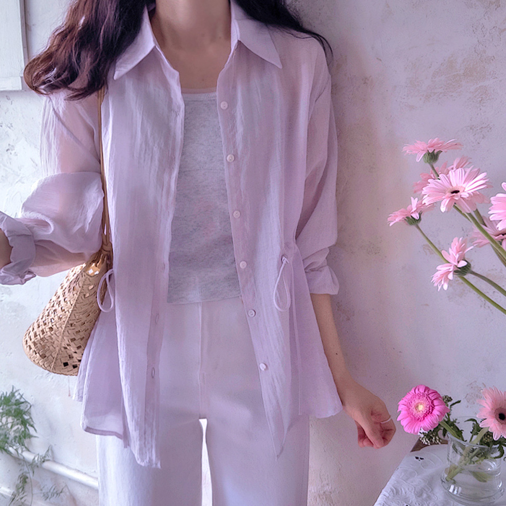 [Salantatem] Jeanne Waist Tie Summer-Only Thin and Flexible Sunscreen Shirt [size:F(55~66)]