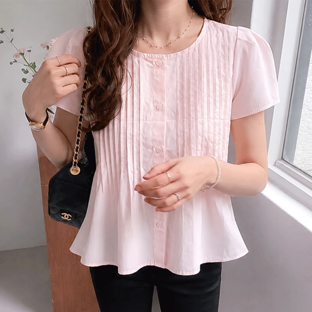 Verso Pintuck Short-sleeve Blouse [size:F(55~66)]