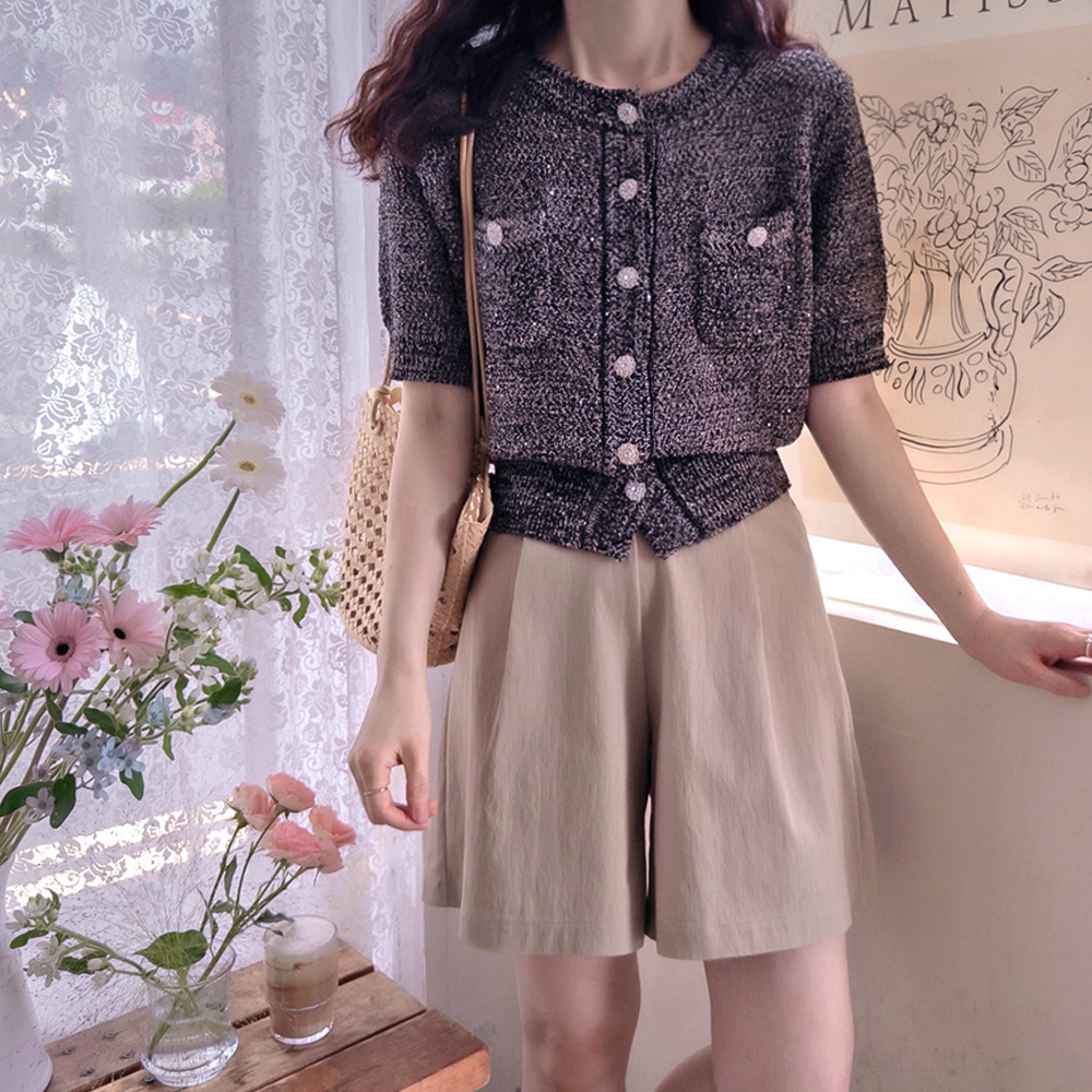 Zenith Jewel Button Tweed Luxurious Cool Knit [size:F(55~small 77)]
