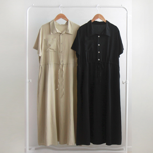[Special Sale 30% ★ Limited Quantity] Rosa Button Cooling Sky Fit Cool Waist Tie One Piece [size: F (55~66)]