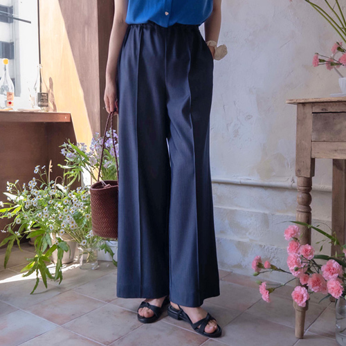 [Best Deal 8,000 KRW Discount] <FONT color=#5a3954>MADE LIN</font> Beagle Ring Flowy Fit Wide Banding Pants [size:F(55~66)]