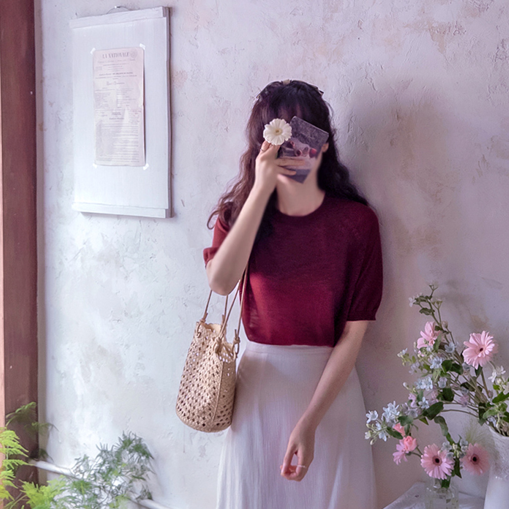 Oliverd Sophisticated See-through Pretty Weave Cool Summer Knit [size:F(55~66)]
