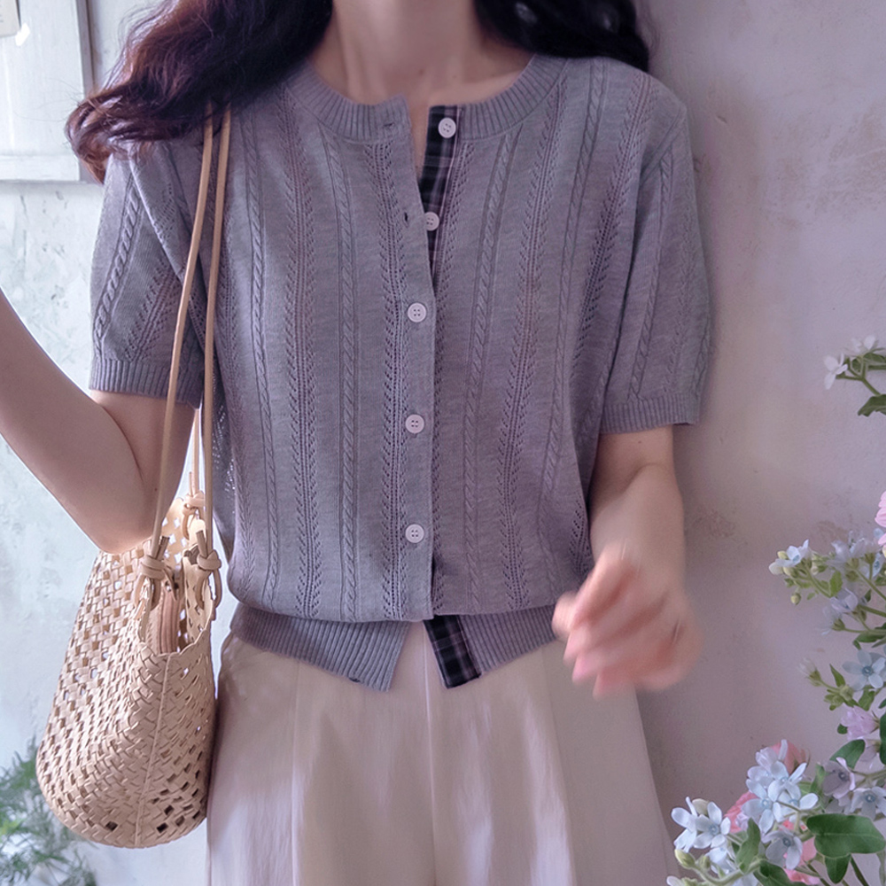 Melid Check Color Block Summer Punching Cool Knit [size:F(55~66)]