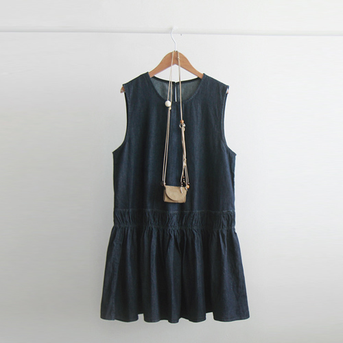 [Special Sale 30% ★ Limited Quantity] Let's Sharing Necklace Set Summer Denim Long Blouse [Size: F (55~66)]