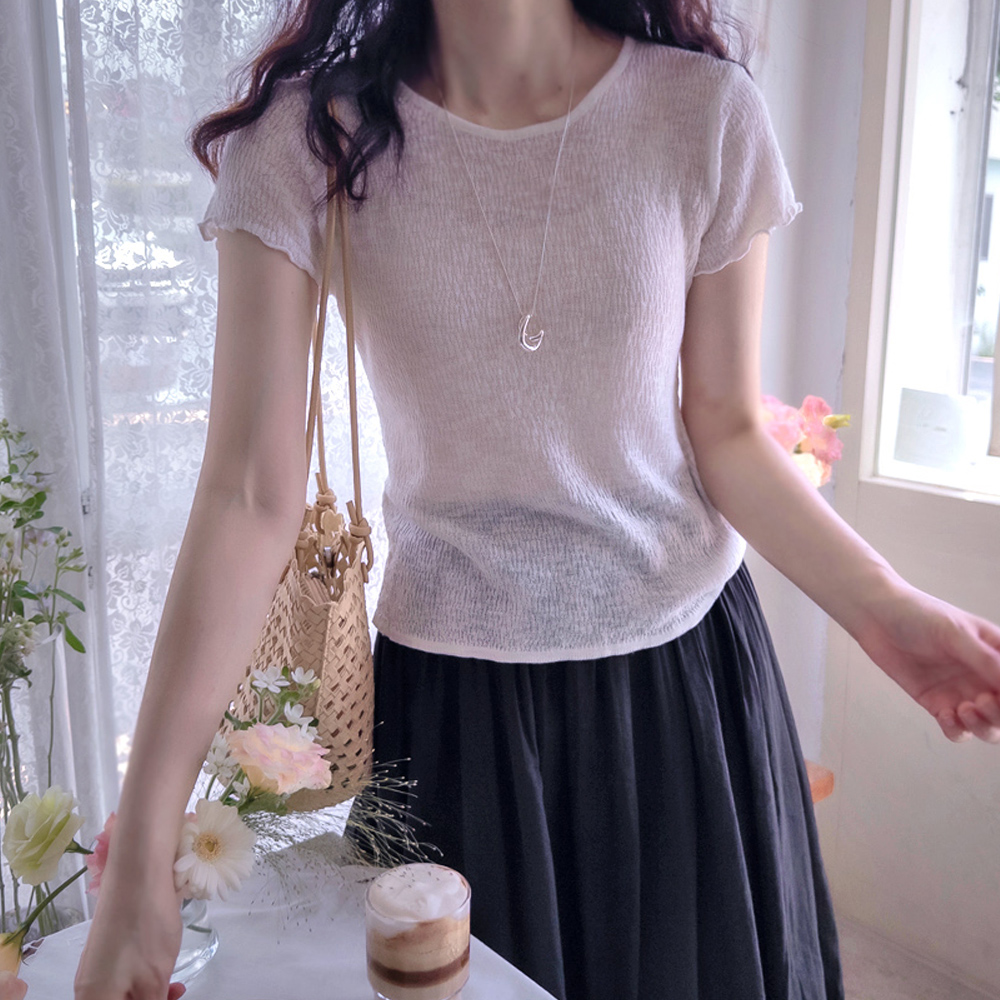 Summer Wave Subtle Pattern Soft Spandex Cooling Flexibility Knit [size:F(55~66)]