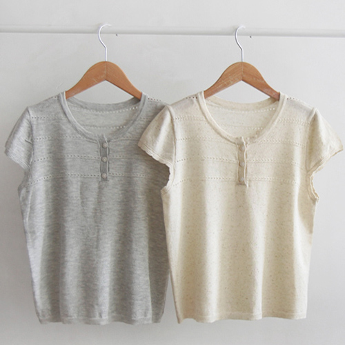 [Special Sale 30% ★ Limited Quantity] Shuka Punching Lovely Wavy Sleeve Summer Cool Knit [Size: F (55~66)]