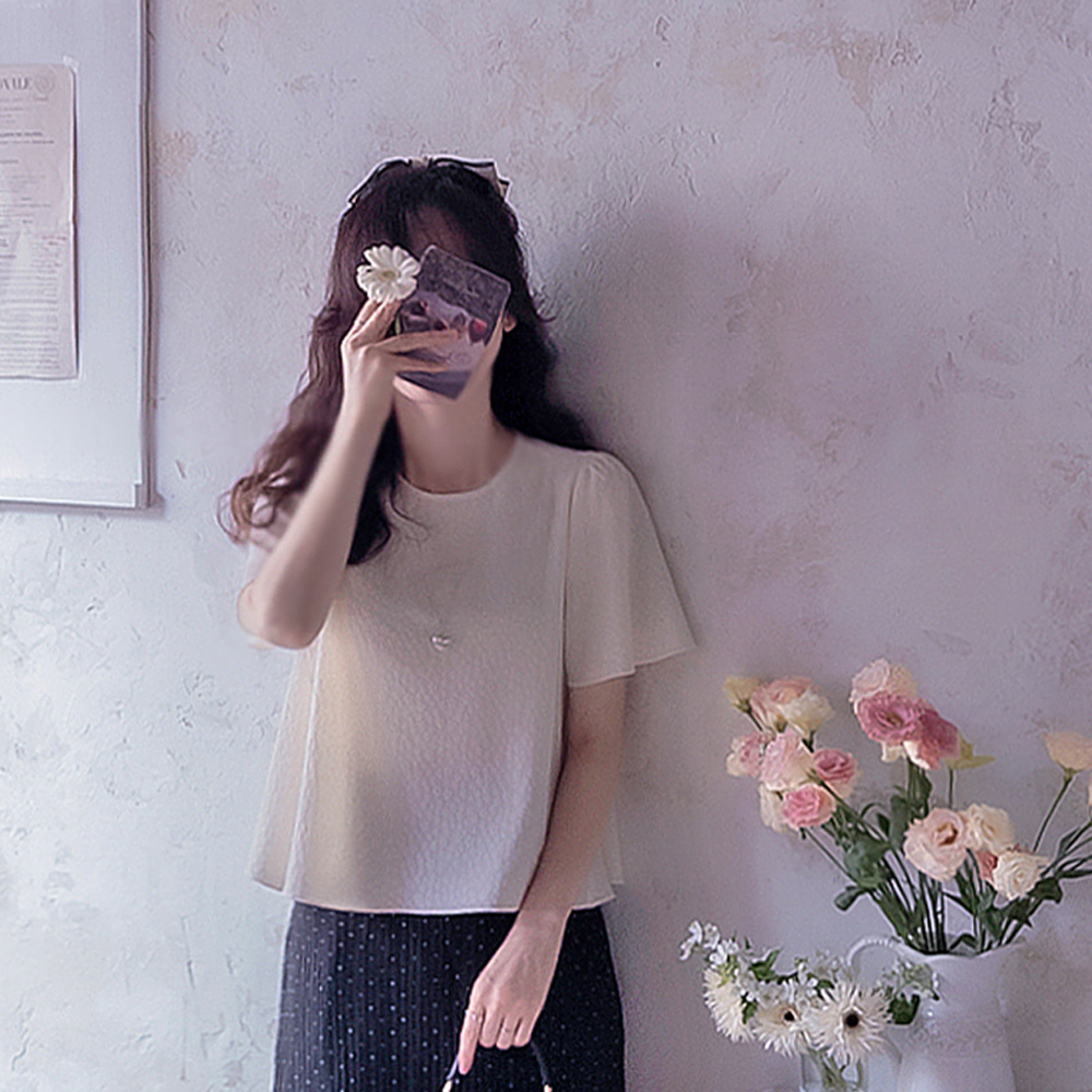 [New Arrival Special 5,000 Won Discount] <FONT color=#5a3954>MADE LIN</font> Roimi Baby's Breath Shirring Blouse [size:F(55~66)]