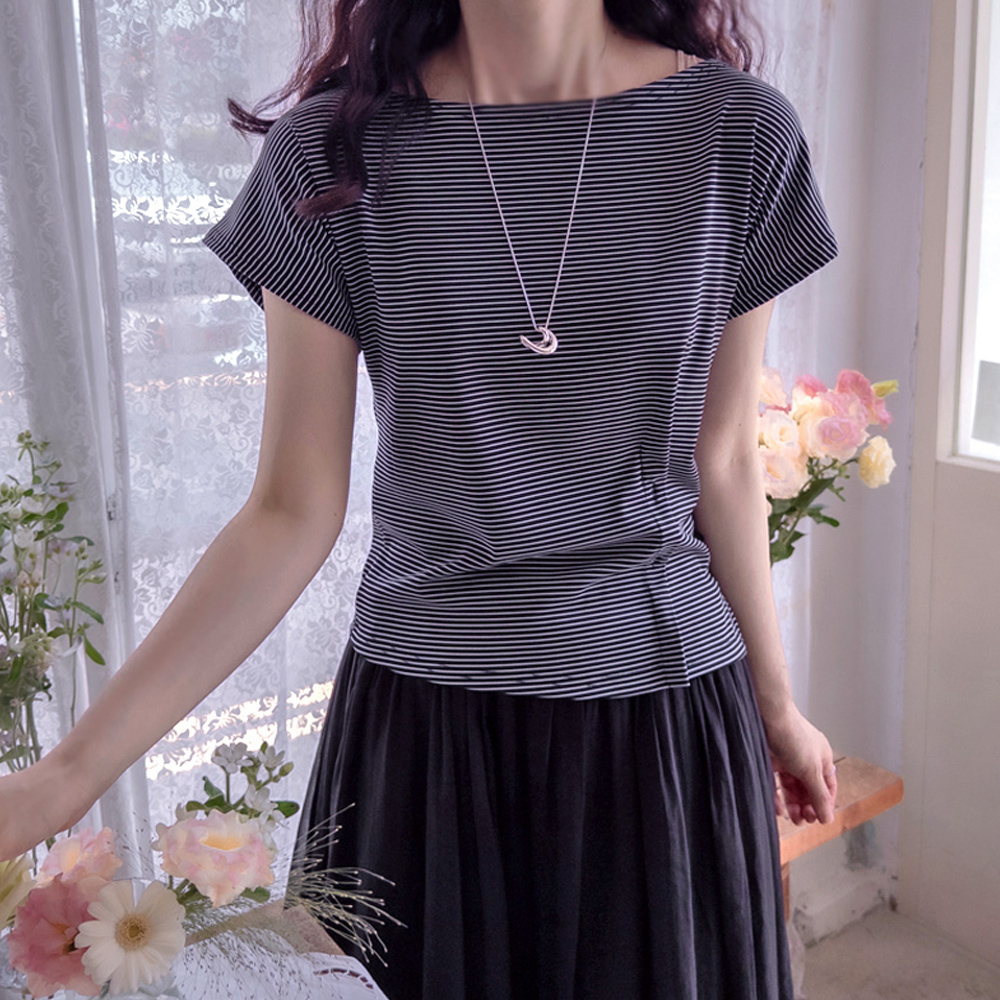 Polysion Button Wrap Stretchy Spandex SummerST Slim Tee [size:F(55~66)]