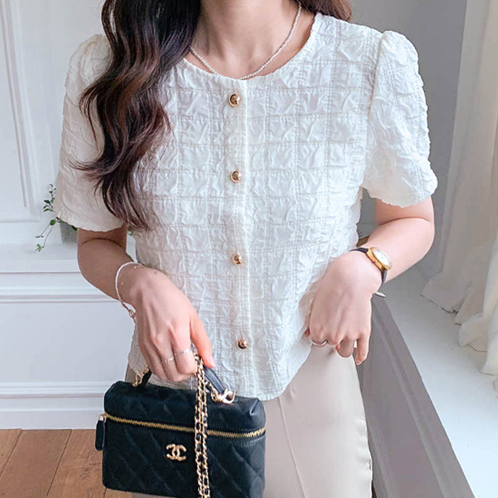 Tia Embo Round Wrinkle Jacket Blouse [size:F(55~66)]