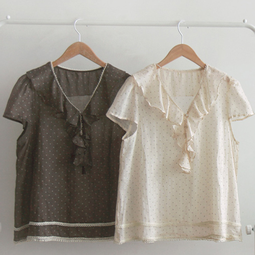 [Special Sale 30% ★ Limited Quantity] Anne & Shearing Dot Summer Cool Flexible Blouse [Size: F (55~66)]